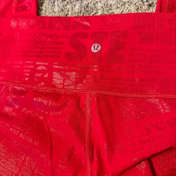 Lululemon red Manifesto foil leggings size 10 - Picture 3 of 5